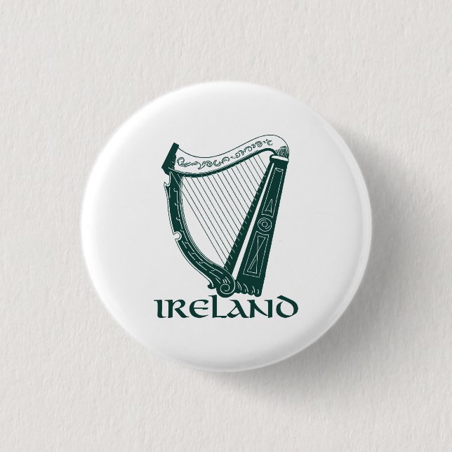 Ireland Harp Design, Irish Harp Pinback Button (Front)
