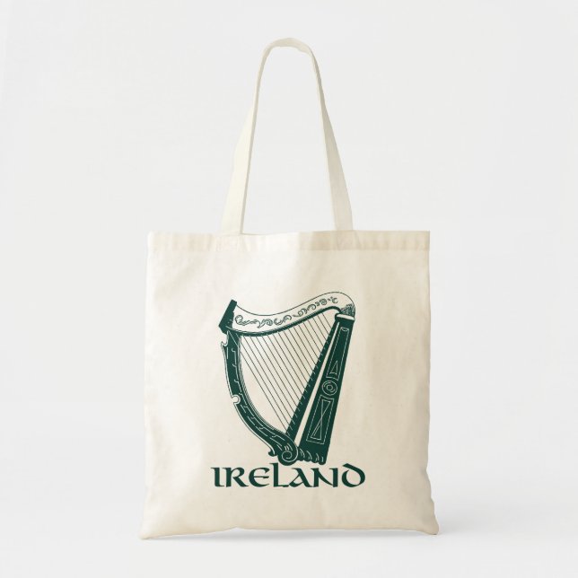 Ireland Harp Design, Irish Harp Tote Bag (Front)
