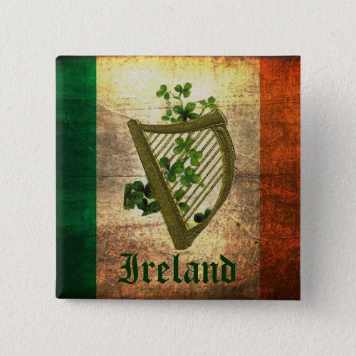 Ireland Harp Flag Digital Art Button
