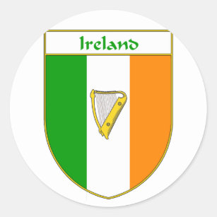 Ireland Harp Irish Flag Shield Classic Round Sticker