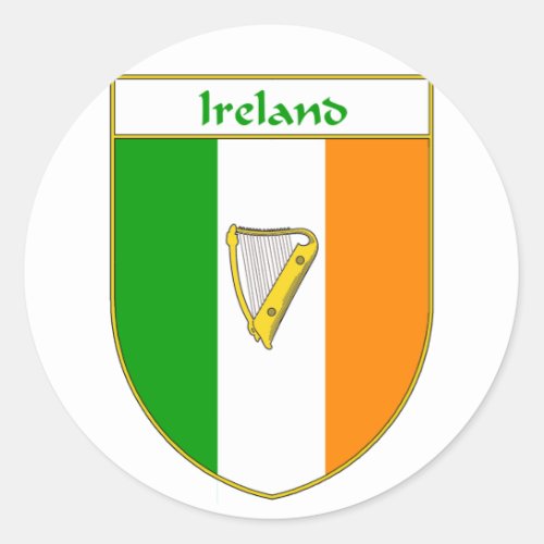 Ireland Harp Irish Flag Shield Classic Round Sticker