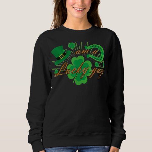 Ireland Horseshoe With Green Lucky Hat Happy St Pa Sweatshirt