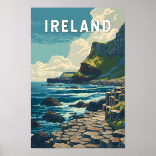 Ireland Illustration Travel Art Vintage Poster