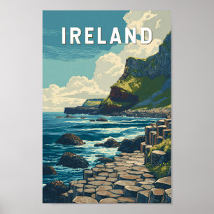 Ireland Illustration Travel Art Vintage Poster