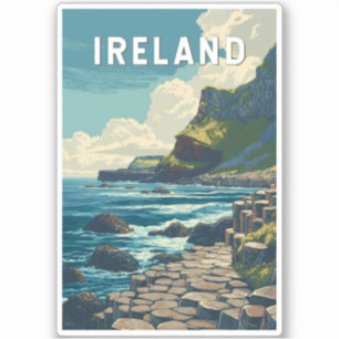 Ireland Illustration Travel Art Vintage Sticker