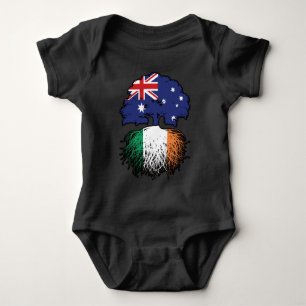 Ireland Irish Australian Australia Tree Roots Flag Baby Bodysuit