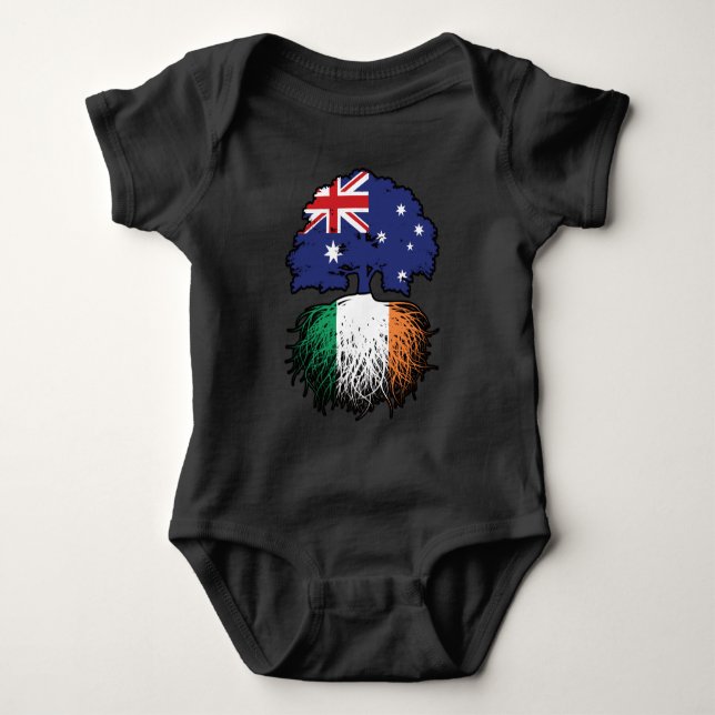 Ireland Irish Australian Australia Tree Roots Flag Baby Bodysuit (Front)