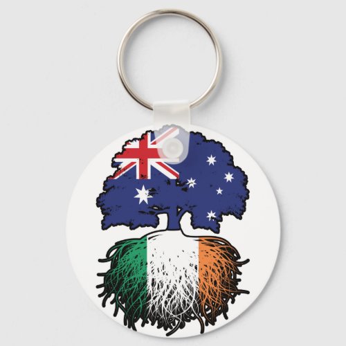 Ireland Irish Australian Australia Tree Roots Flag Keychain