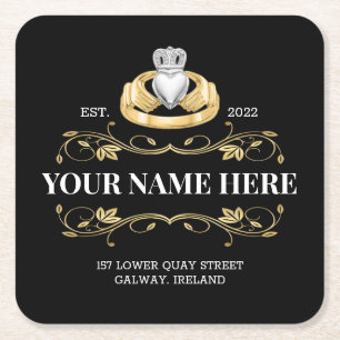 Ireland Irish Claddagh Ring Style Design Square Paper Coaster