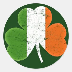 Ireland Irish Flag Classic Shamrock Round Sticker
