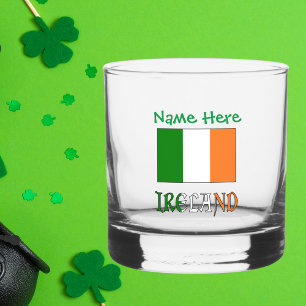 Ireland Irish Flag Green Personalization Whiskey Glass