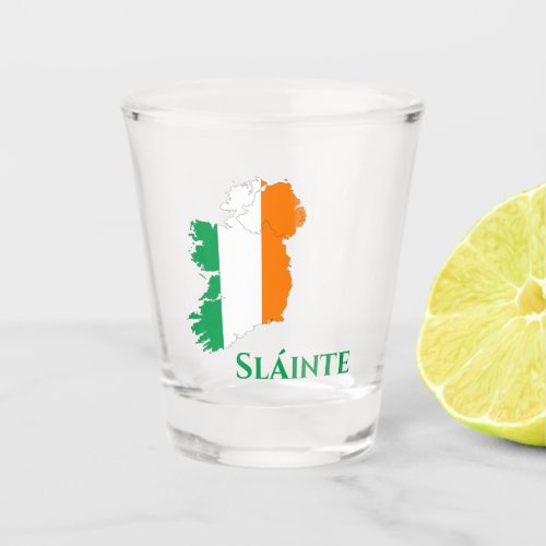 Ireland Irish Flag Map Gaelic Slinte Cheers Shot Glass