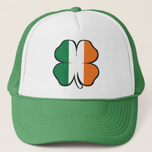 Ireland Irish Flag Shamrock Clover St Patricks Day Trucker Hat (Front)