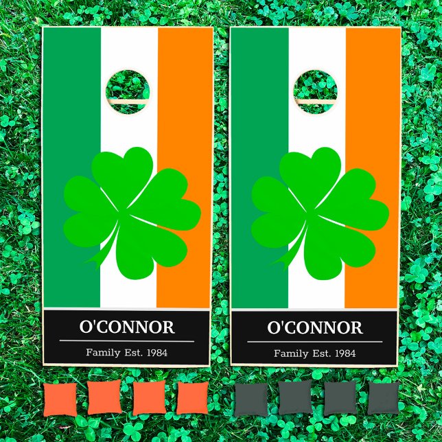 Ireland & Irish Flag, Shamrock lucky / Family fun Cornhole Set (Creator Uploaded)