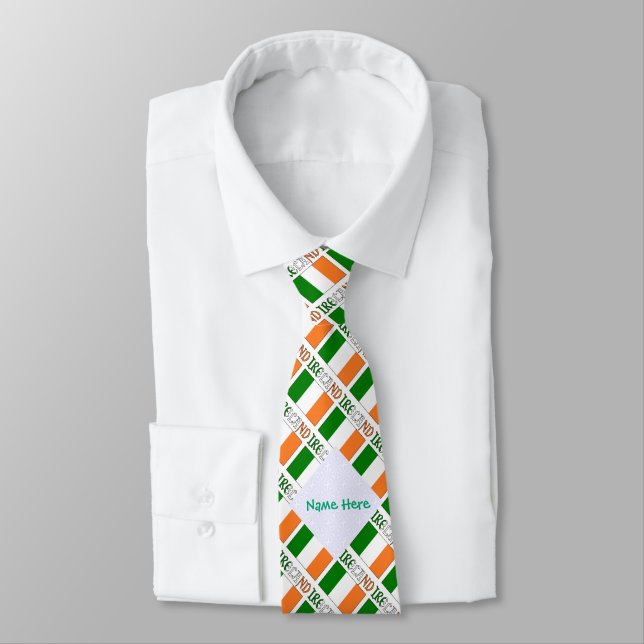 Ireland Irish Flag Tiled Green Personalization  Neck Tie (Tied)