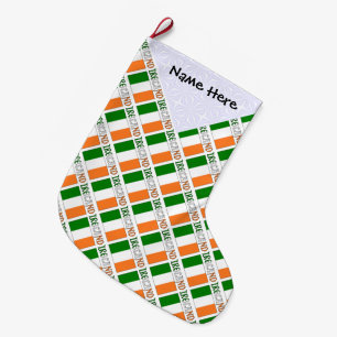 Ireland Irish Flag Tiled Personalized Large Christmas Stocking