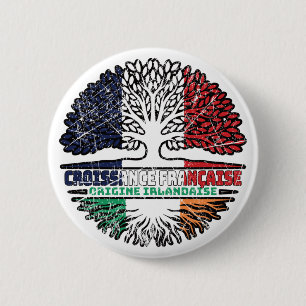 Ireland Irish French France Tree Roots Flag Button
