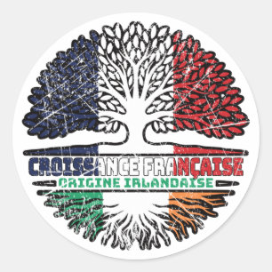 Ireland Irish French France Tree Roots Flag Classic Round Sticker