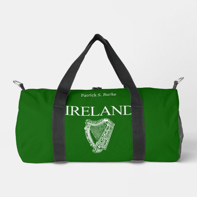 ⭐IRELAND - Irish Harp Personalized Duffle Bag (Front)
