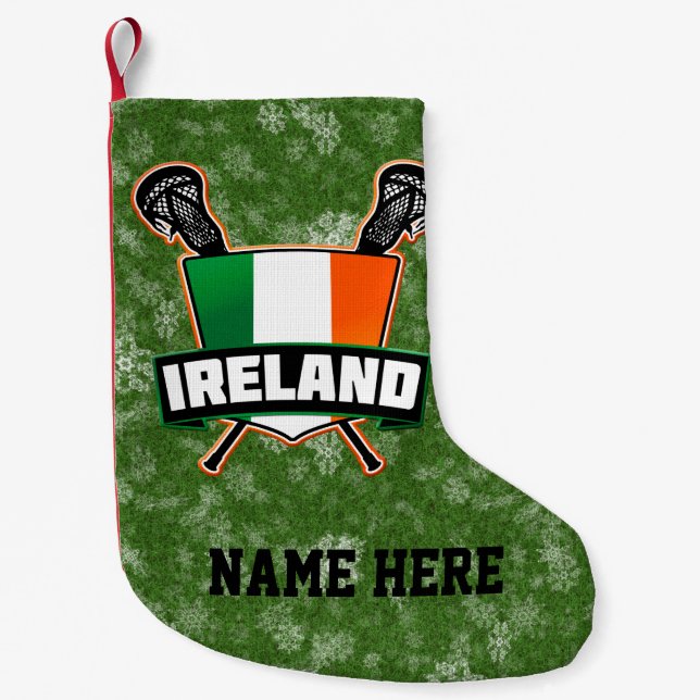 Ireland Irish Lacrosse Shield Christmas Stocking (Front)