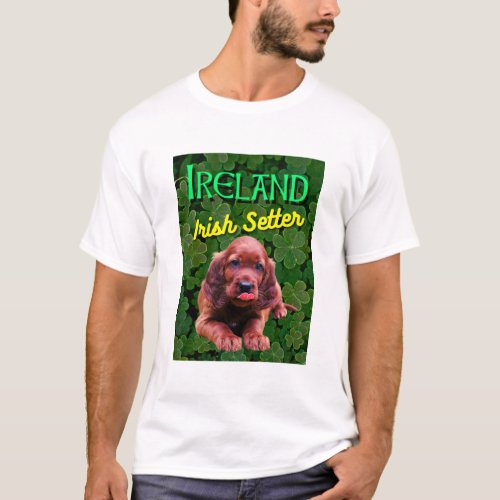Ireland Irish Setter Clovers Shamrocks T_Shirt