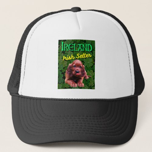 Ireland Irish Setter Clovers Shamrocks Trucker Hat