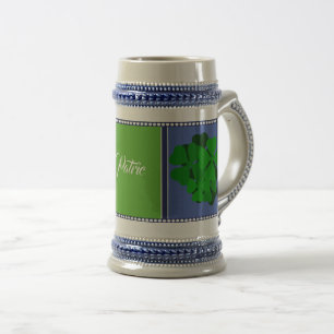 Ireland, Irish, shamrock, 4 leaf clover, add name Beer Stein