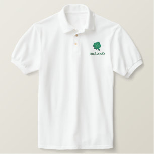 Ireland Irish Shamrock Embroidered Polo Shirt