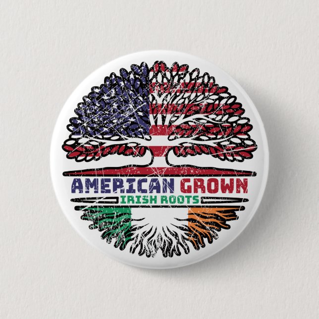 Ireland Irish US American USA United States Tree Button (Front)