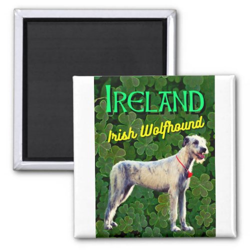 Ireland Irish Wolfhound Clovers Shamrocks Magnet