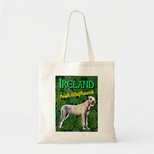 Ireland Irish Wolfhound Clovers Shamrocks Tote Bag