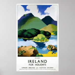 Ireland Killarney Vintage Travel Poster Restored