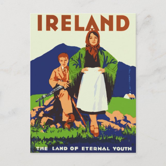 Ireland Land of Eternal Youth Vintage Postcard (Front)