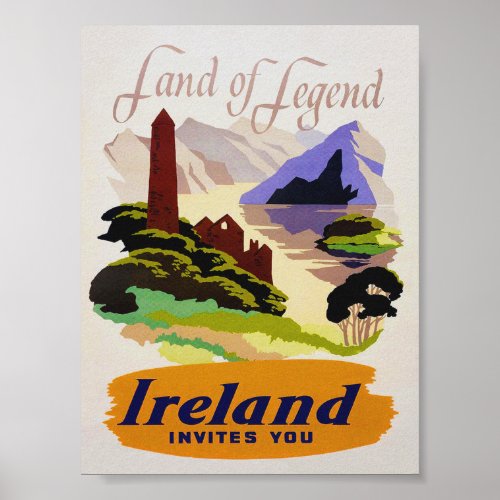Ireland Land of Legend Vintage Travel Poster