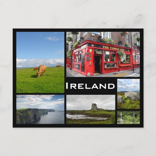 Ireland landscapes black frame collage postcard