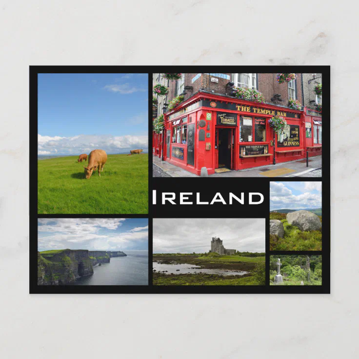 Ireland landscapes black frame collage postcard Zazzle