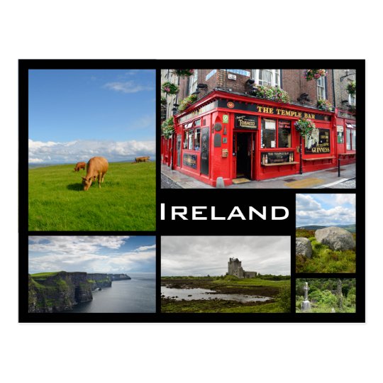 Ireland landscapes black frame collage postcard | Zazzle.com