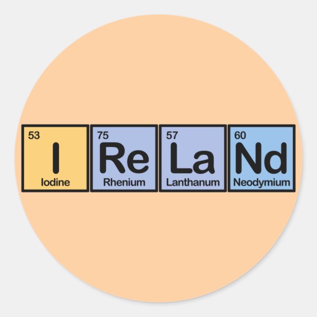 Ireland made of Elements Classic Round Sticker (Front)