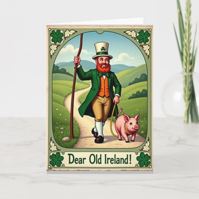 Ireland Man And Pig Fun Day Card (Front)