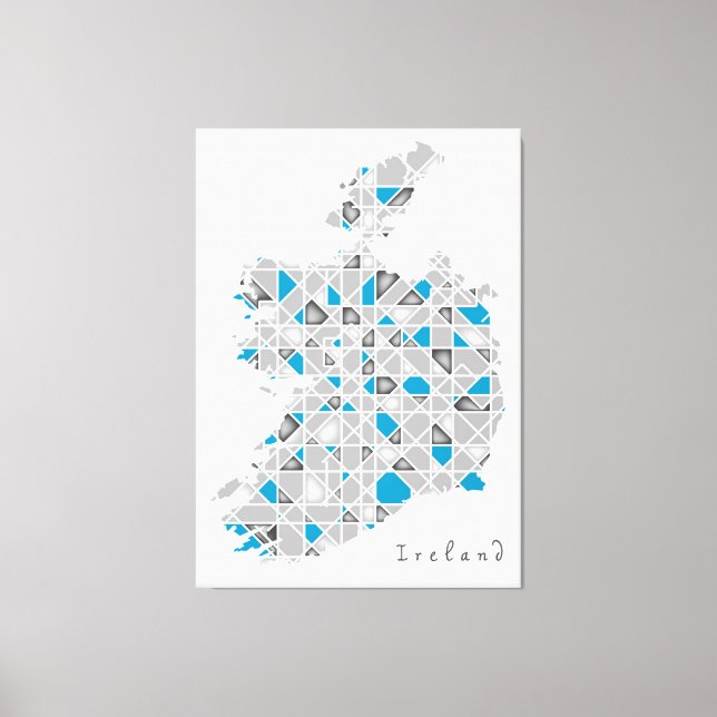 Ireland Map| Crystal Diamond Style Artwork Canvas Print (Front)