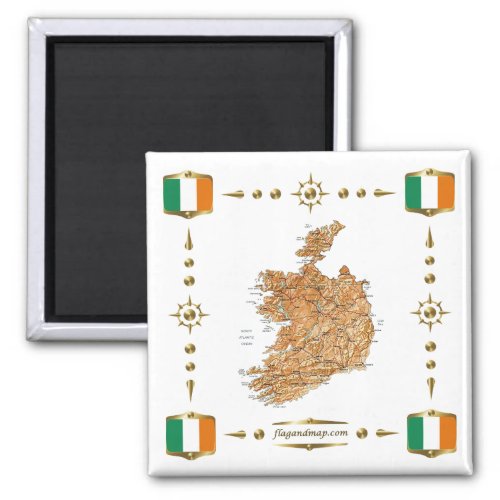 Ireland Map  Flags Magnet