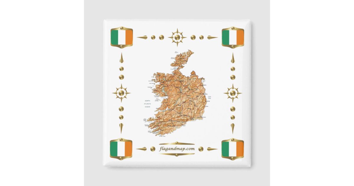 Ireland Map + Flags Magnet | Zazzle