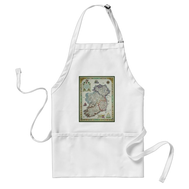 Ireland Map - Irish Eire Erin Historic Map Adult Apron (Front)