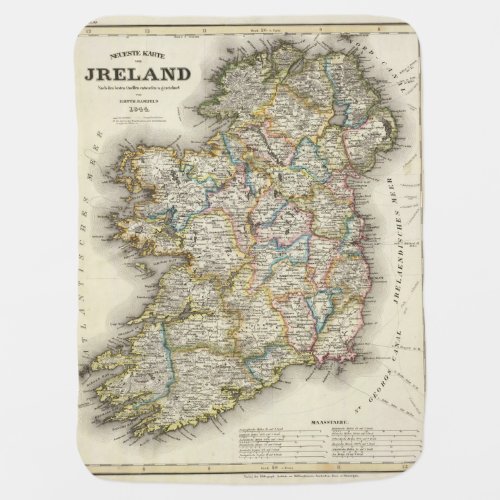 Ireland Map _ Irish Eire Erin Historic Map Baby Blanket