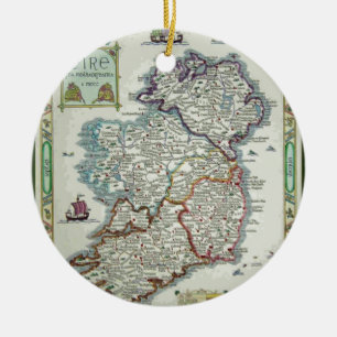 Ireland Map - Irish Eire Erin Historic Map Ceramic Ornament