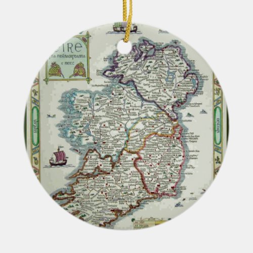 Ireland Map _ Irish Eire Erin Historic Map Ceramic Ornament
