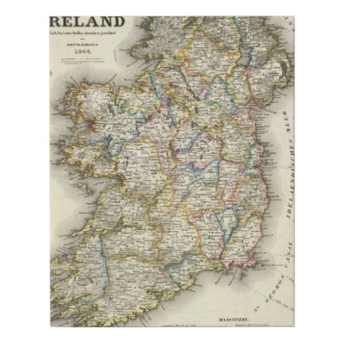 Ireland Map _ Irish Eire Erin Historic Map Faux Canvas Print