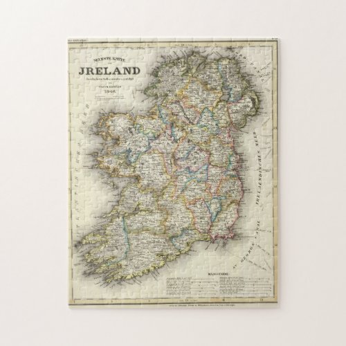 Ireland Map _ Irish Eire Erin Historic Map Jigsaw Puzzle