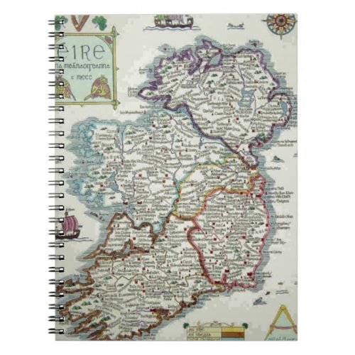Ireland Map _ Irish Eire Erin Historic Map Notebook