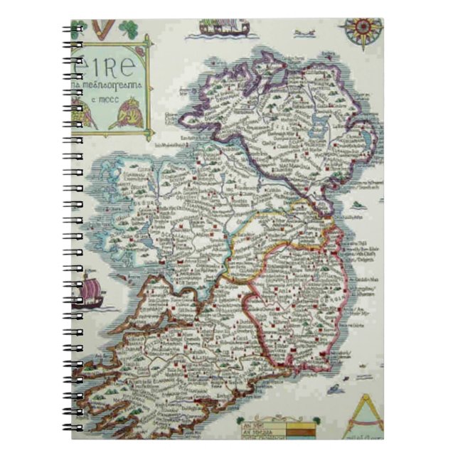 Ireland Map - Irish Eire Erin Historic Map Notebook (Front)